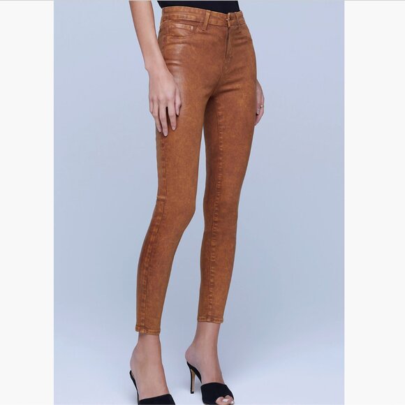 NWT L'AGENCE Margot Coated Crop High Waist Skinny Jeans – Size 25 - Picture 2 of 6